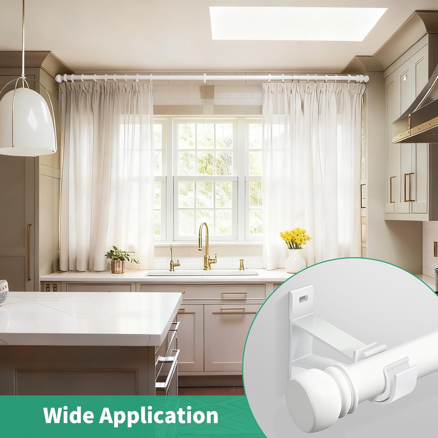 KOLAKO Curtain Rod Holders, Heavy Duty 1 Inch Curtain Rods Bracket, 20 Pack White Drapery Rods Hooks Hangers for Wall, Single Decorative Rod Brackets for 1 Inch Drape Poles