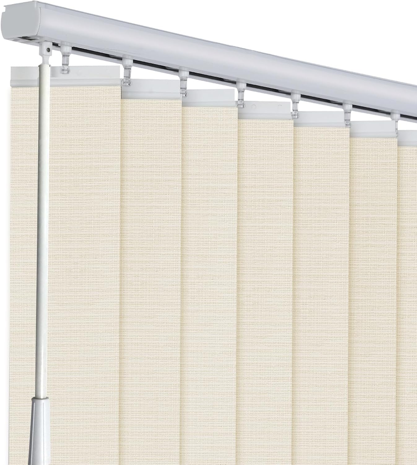 LETAU Cordless Sheer Vertical Window Blinds,Light Fitering, Reduce Sun Glare,UV Protection,Window Shades for Sliding Door, French Window,Room Divider,Glass Wall,Oversized Windows,Ceiling Mount, Beige