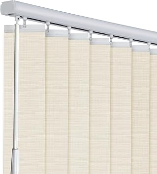 LETAU Cordless Sheer Vertical Window Blinds,Light Fitering, Reduce Sun Glare,UV Protection,Window Shades for Sliding Door, French Window,Room Divider,Glass Wall,Oversized Windows,Ceiling Mount, Beige