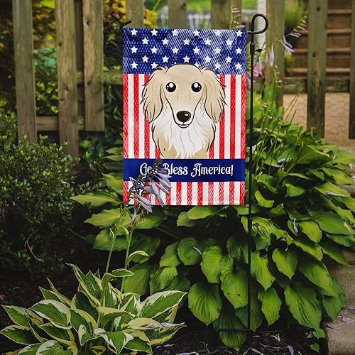 Vista 65 de Caroline's Treasures BB2171GF American Flag and Border Collie Garden Flag Mailbox Flag Decorative Yard Flag Banner Outside Patio Artwork Yard Flower