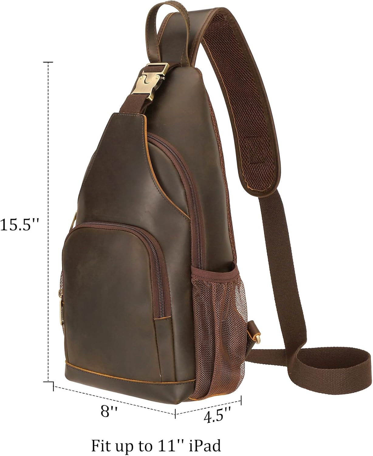 Polare Full Grain Cowhide Anti Theft Chest Shoulder Bag Vintage Sling Crossbody Casual Daypack for Daily Travel Hiking Outdoor Sports - Image 4