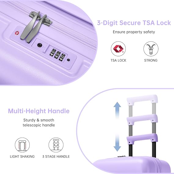 Carry On Luggage Set 3 Piece, Carry-on Suitcase With Wheels