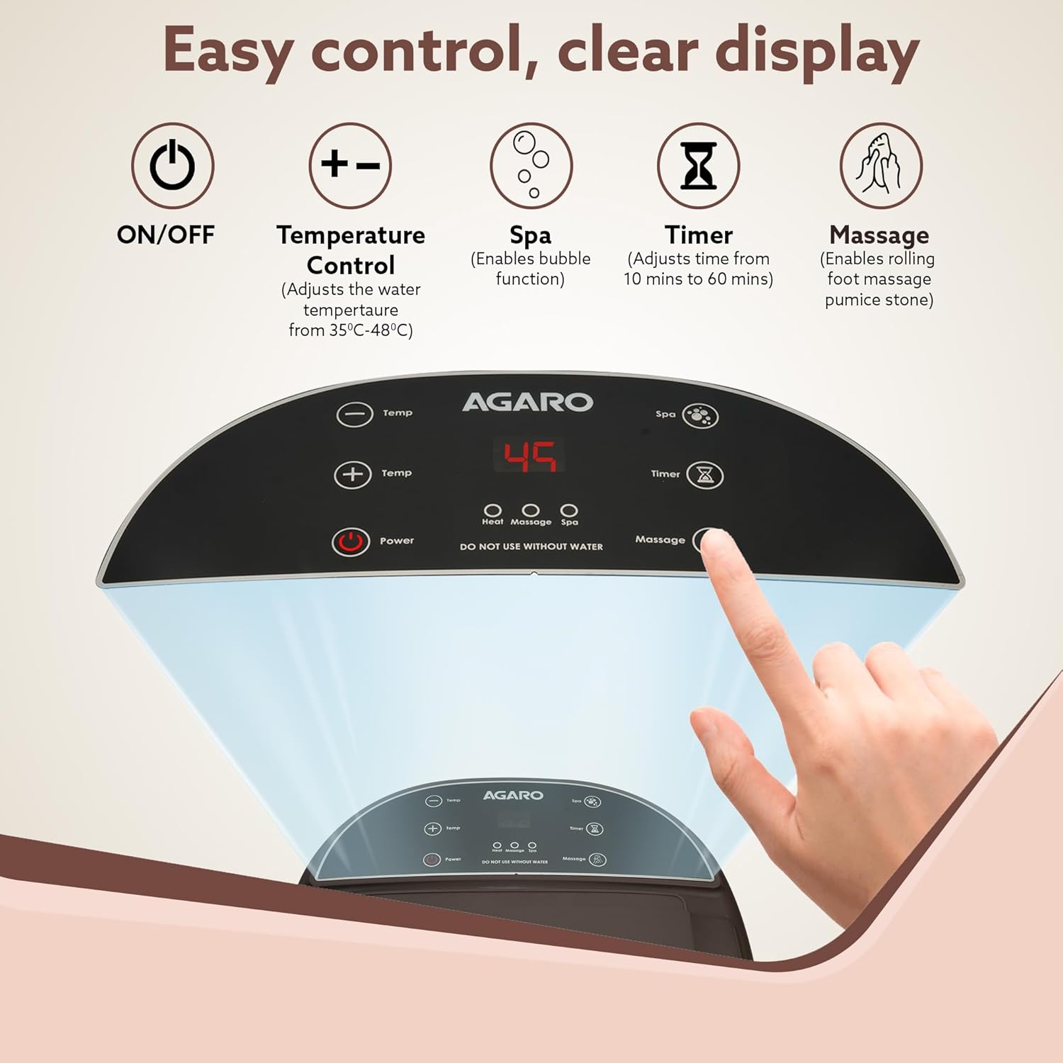 AGARO ROYAL AC Power Automatic Foot Spa Bath Massager With Heat, 6 Massage Rollers, Callus Remover, Adjustable Timer, speed & Temperature, Bubble Function For Soothing Massage, White (33619) AGARO ROYAL AC Power Automatic Foot Spa Bath Massager With Heat, 6 Massage Rollers, Callus Remover, Adjustable Timer, speed & Temperature, Bubble Function For Soothing Massage, White (33619)