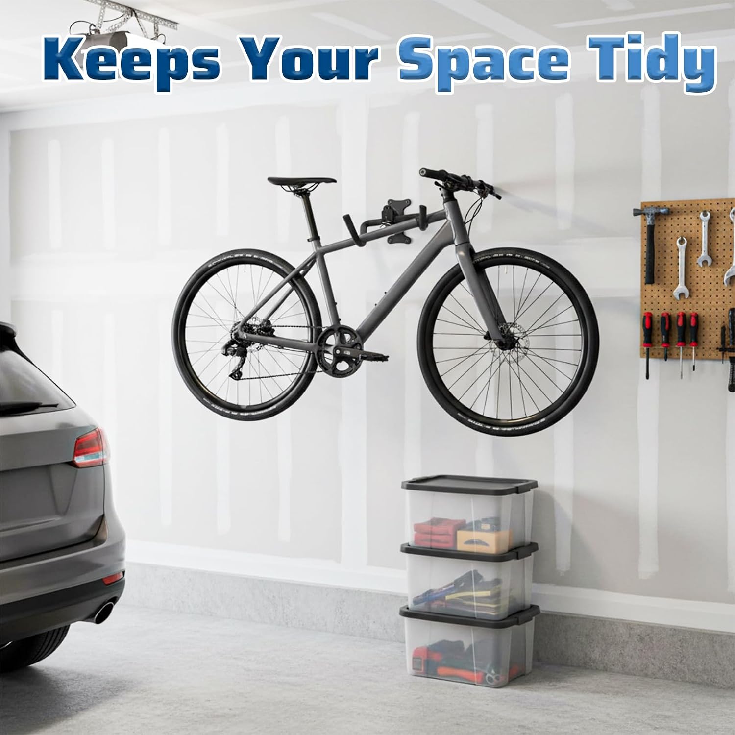 Bike Wall Mount Hanger, Adjustable Horizontal Wall Mount Bike Storage Rack, Metal Hook Holder for Garage/Home, Bikes Rack Garage Walls Mounts for Road, Mountain, And Hybrid Bikes