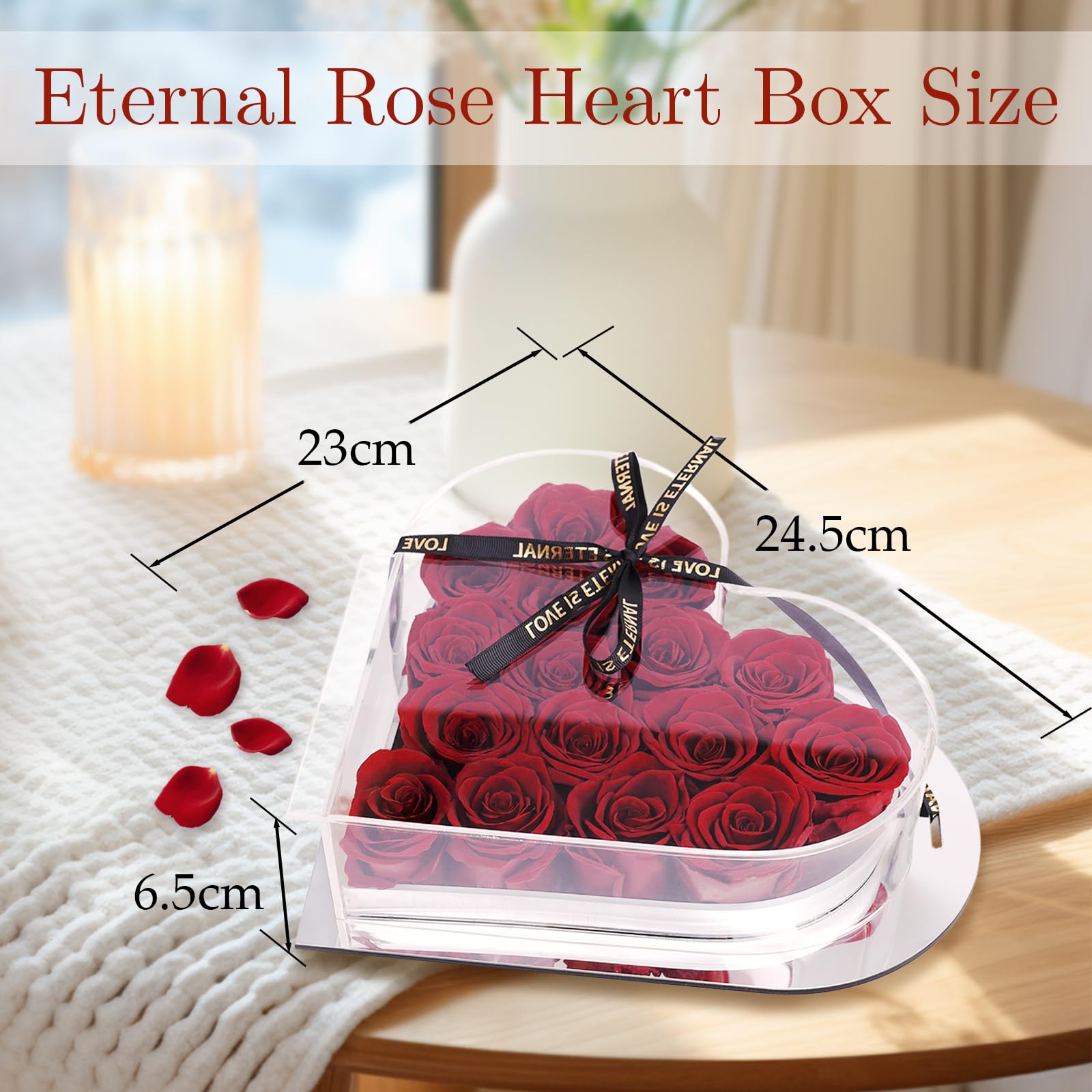16 Piezas Rosa Eterna Hecha a Mano Rosa Preservada Caja de Regalo Rosas Nunca Marchitas Flor Eterna para el Amante Regalo para Ella en el día de San Valentín día de la Madre