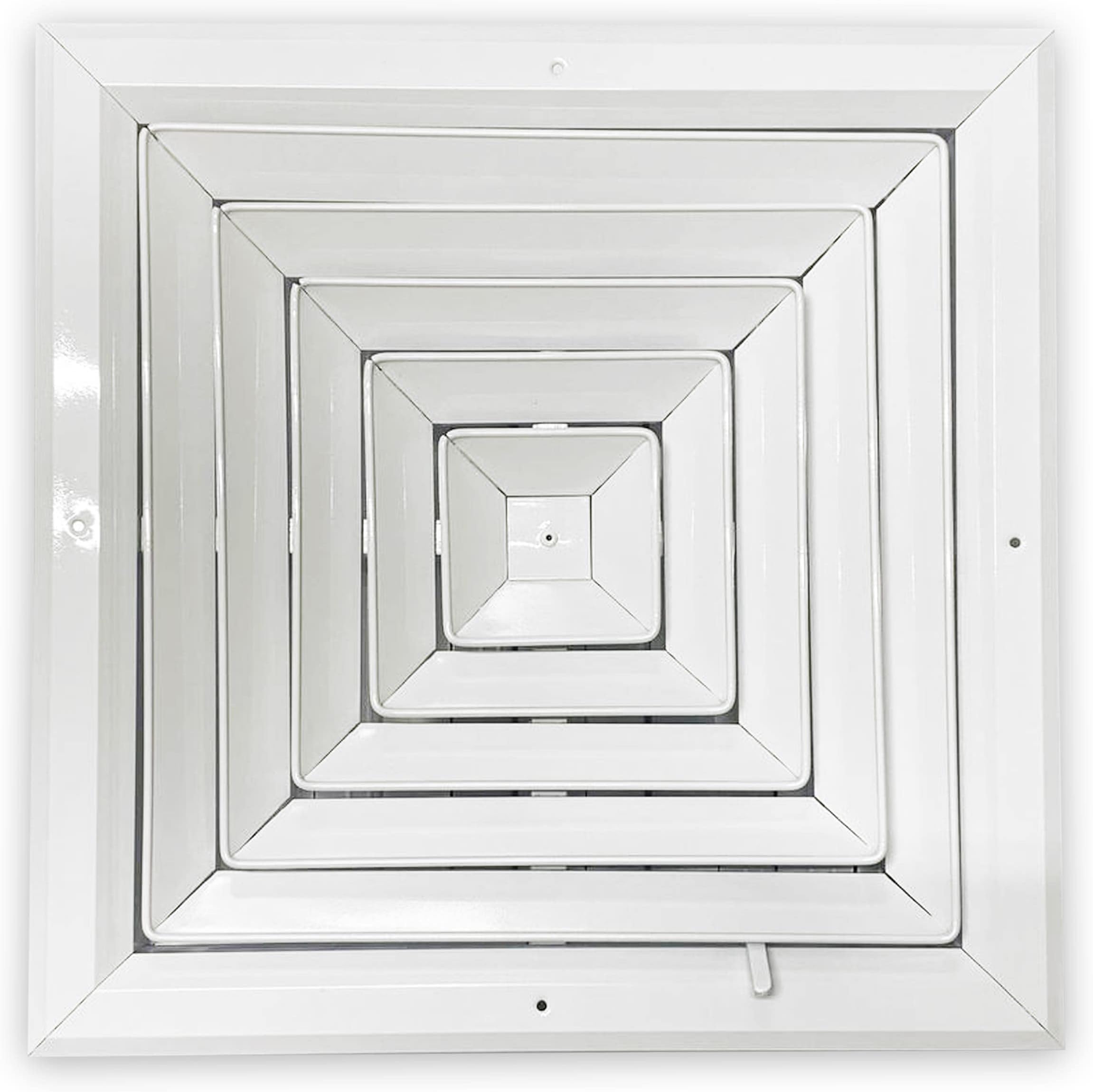 MAIER INTERNACIONAL - Air Vent Cover HVAC 6x6 Inches | 4-Way Supply Grille, Aluminum Square Ceiling Diffuser with Flow Control | Sidewall/Ceiling Register, Vent Duct Cover | Opposing Damper Blades