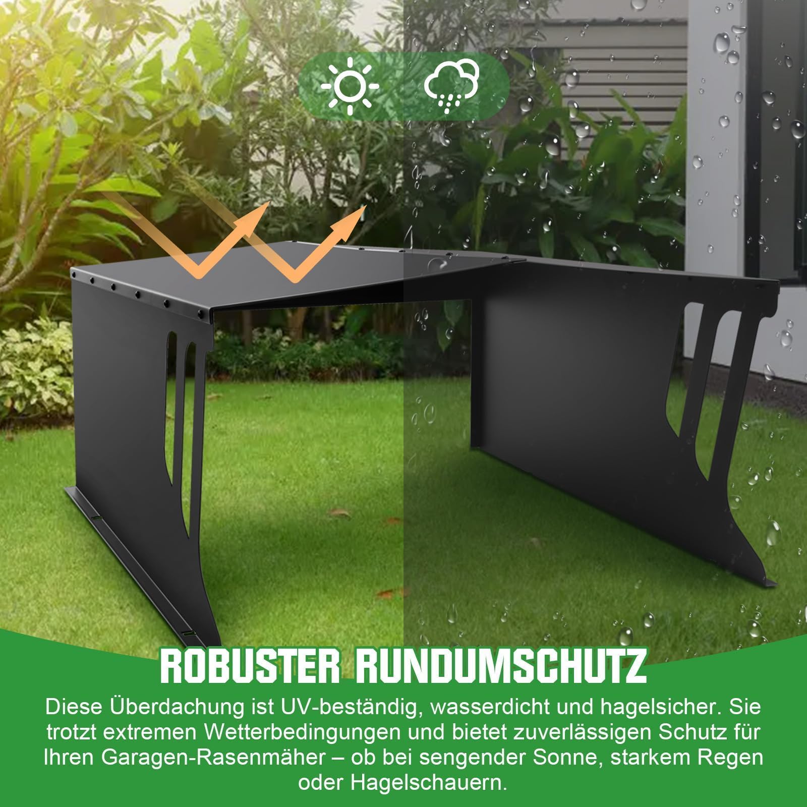 Stahl Mähroboter Garage Rasenroboter Dach Rasenmäher Garage, 78x61x31 cm | Schutz vor Sonnen Regen & Wind,Überdachung Dach Carport Unterstand, Rasenmäher Roboter Garage Rasenmäher Dach Mähroboter Dach