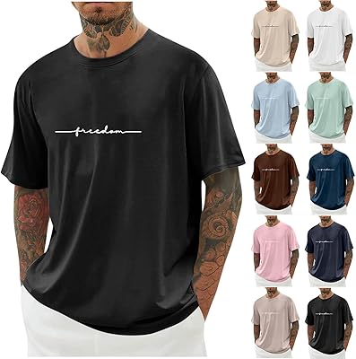 💎 75% MEGA DEAL! KOG T-Shirts für Herren Sommer Tshirts Kurzarm Oberteil Mode Motiv Shirt Loose Fit Arbeitsshirt Sportshirt Fashion Kleidung Jungen Rundhals Leicht Tshirt Tie-Dye Muster Basic Top Hemden