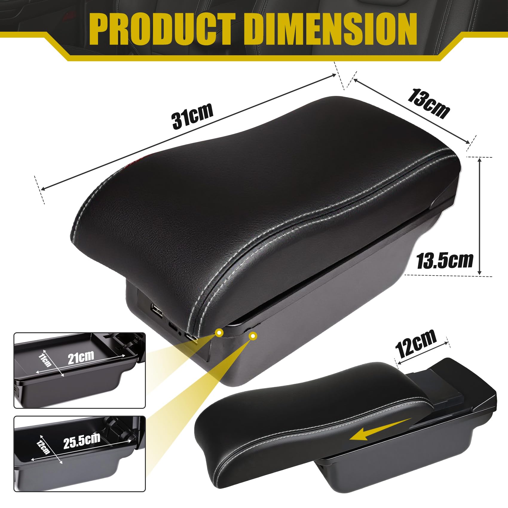 Bracciolo Centrale Auto Per Dacia Renault Sandero Logan 2 | Doppio Van Portaoggetti Con Porta USB | Installazione Semplice - Foto 10