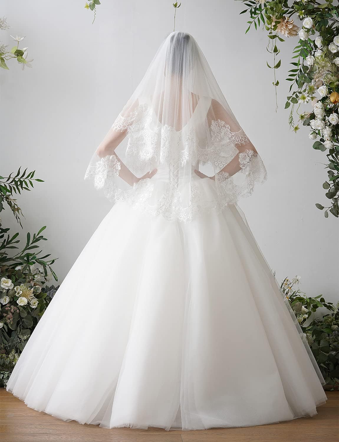 EllieHouse 2 Tier Fingertip Length Wedding Bridal Veil With Comb X30 - Image 3