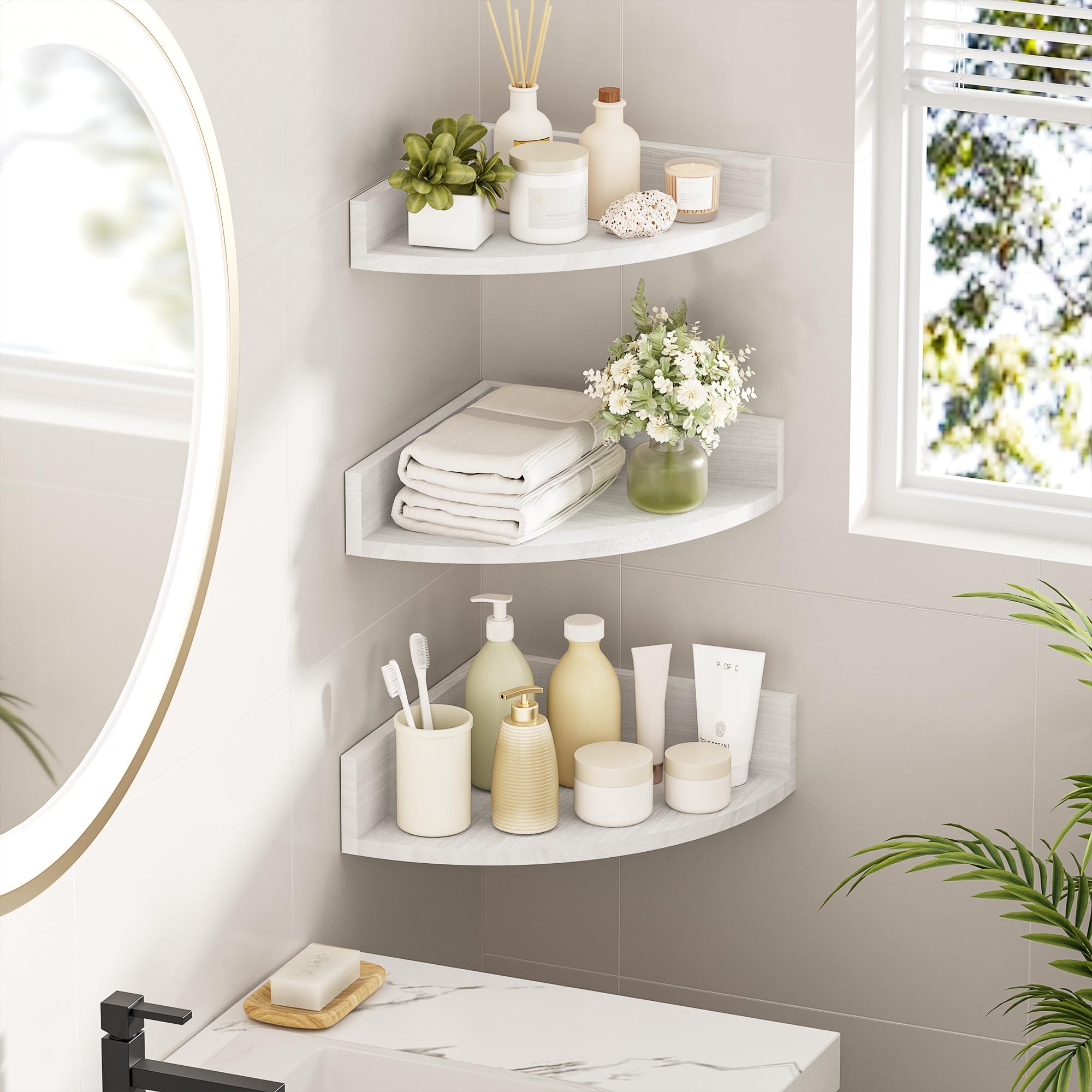 Corner Shelves Floating Corner Shelf - White Wall-Mounted Storage For ...