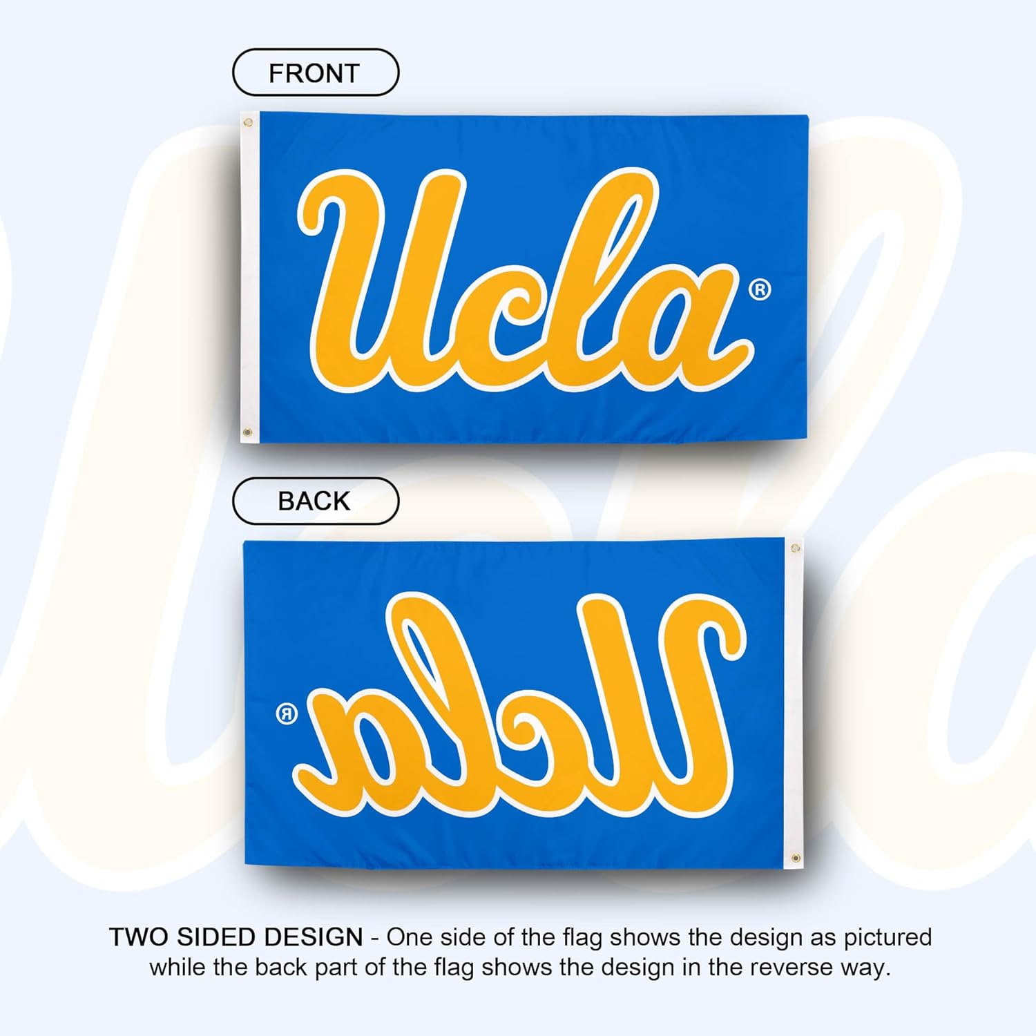 Desert Cactus UCLA Bruins Flag - 3 x 5 Feet University of California Los Angeles Banner, Indoor/Outdoor Durable Fabric, 100% Polyester Design (Style 1) - Image 2