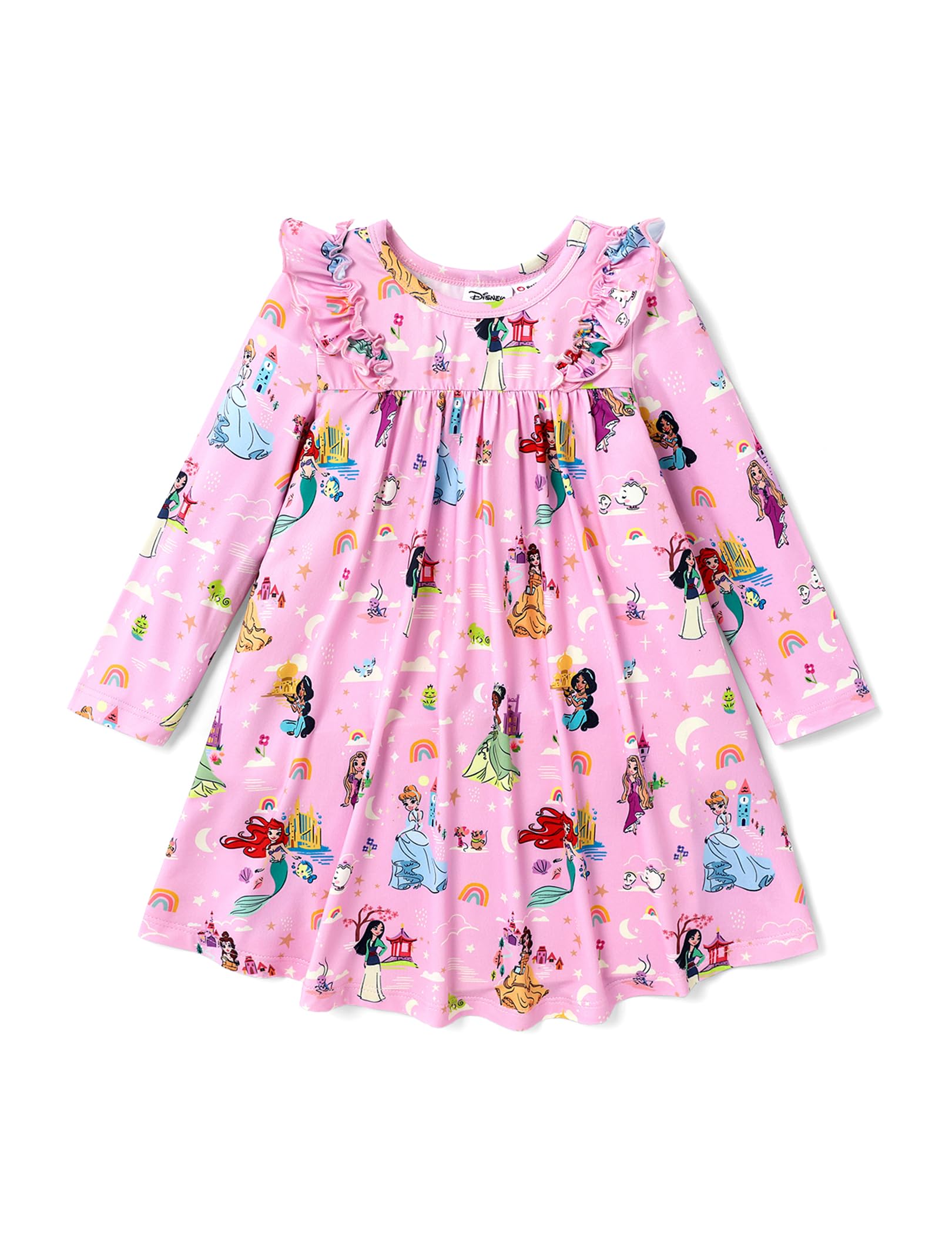 Disney Prinzessin Kleinkind Mädchen Kleid Charakterdruck Langarm Playwear Kleid A-Linie Herbst Winter Outfit