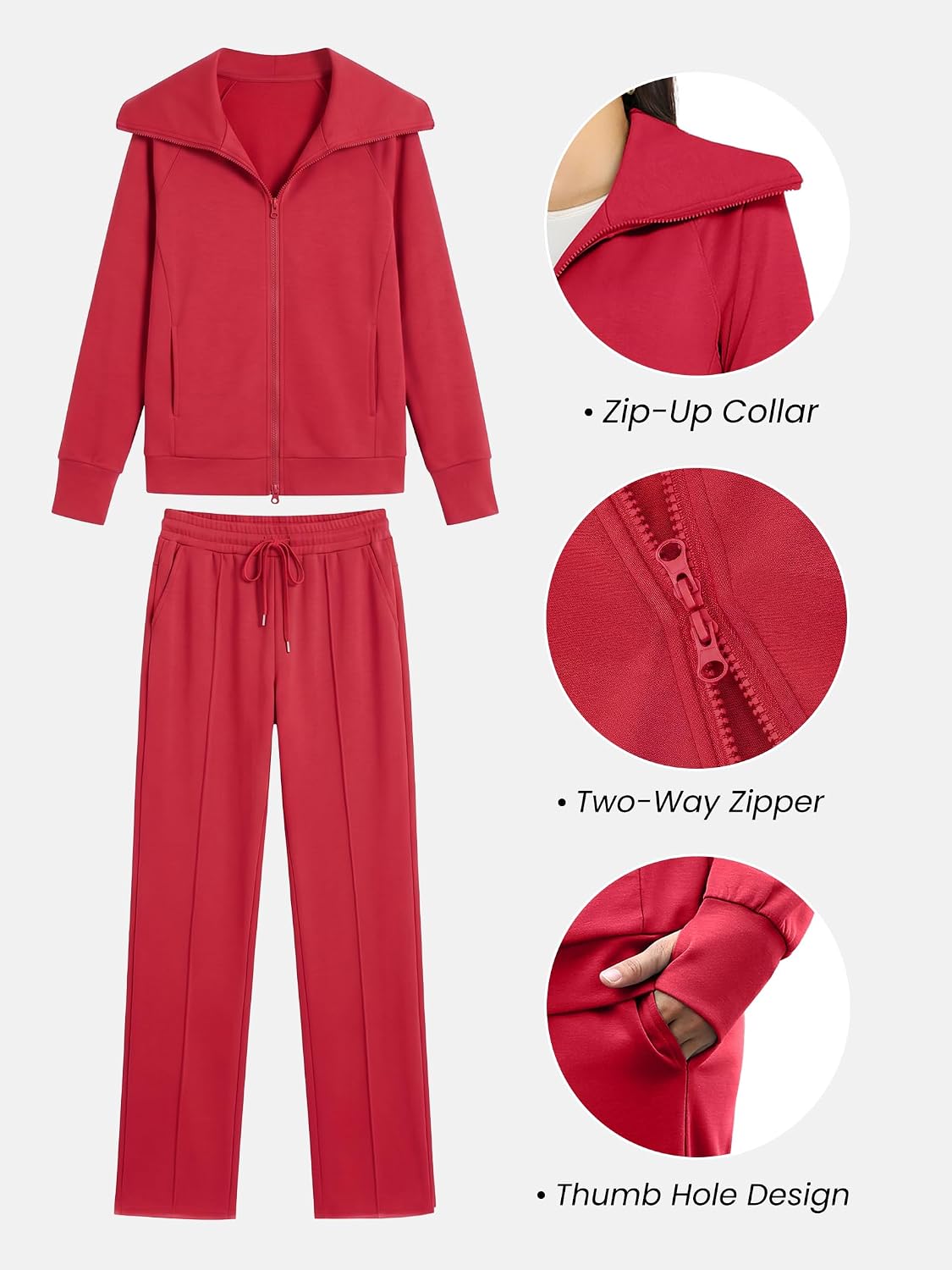 Casly Lamiit Women's 2 Piece Outfits Lounge Set Zip Up Track Suits image 2