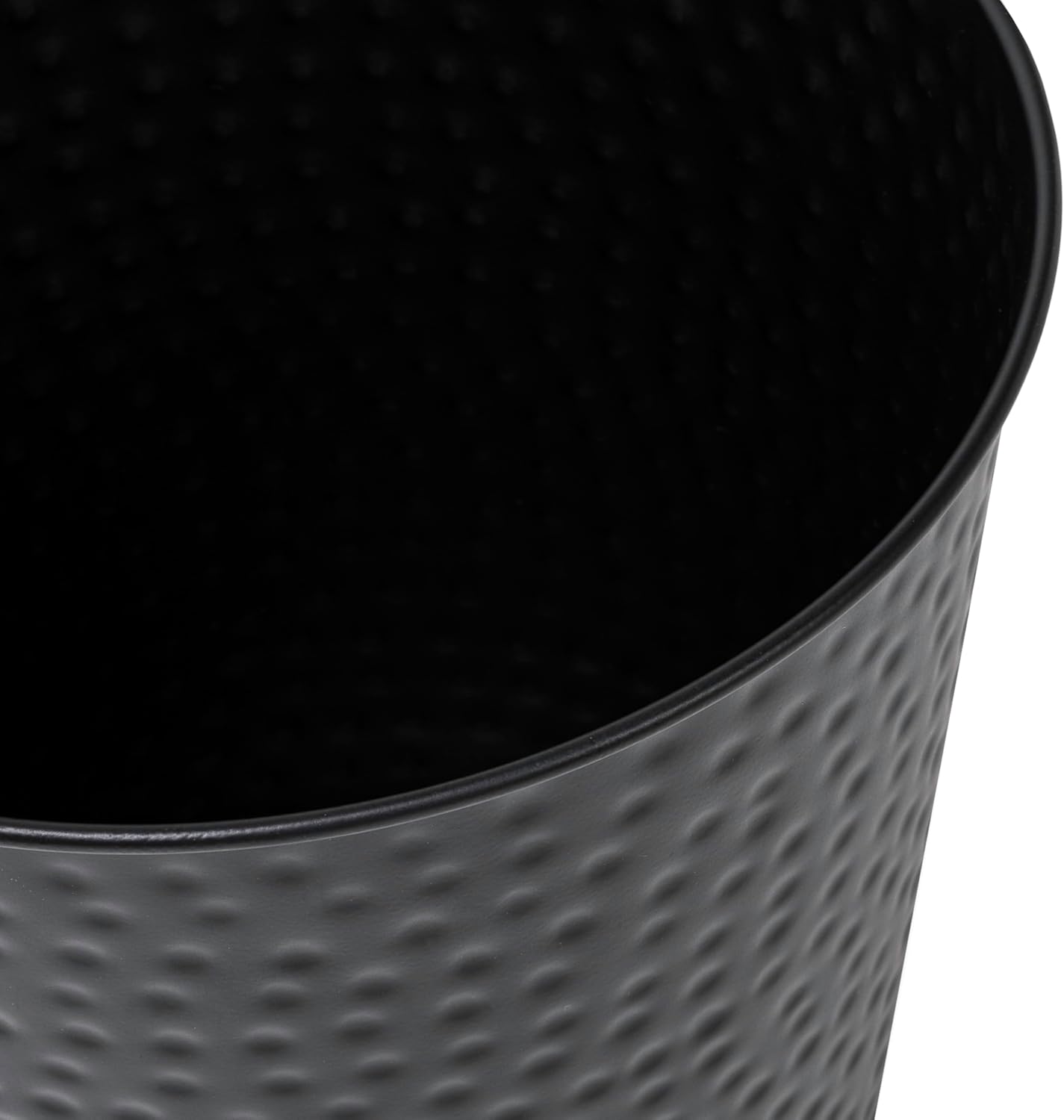 happimess HPM1110A-SET2 Axel Modern Minimalist Hammered Steel 2 Gal Waste Bin for Kitchen, Office, Bathroom, Bedroom, Dorm, Matte Black (Set of 2)