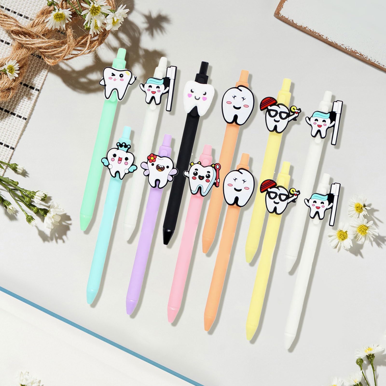 Stylos à Bille En Forme De Dent - Lot De 6, Pointe 1,0 Mm, Encre Noire - Pour Dentistes, Infirmières, Bureau, école