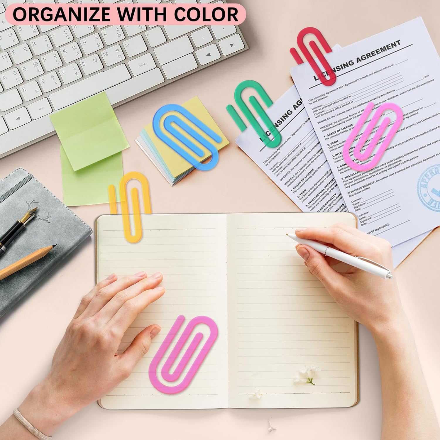 24 Pcs Jumbo Acrylic Paper Clips, 4"x2" Large Plastic Paper Clips, Translucent, Classroom & Office Supplies, Back to School Gifts for Teachers & Students, Desk Org & DIY Charms & Accents & Bookmarks