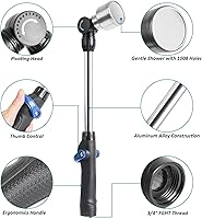 Vista 3 de STYDDI Varita de riego de lluvia suave con cabezal giratorio y control de pulgar, varita de lluvia clásica suave de 18 pulgadas con cabeza