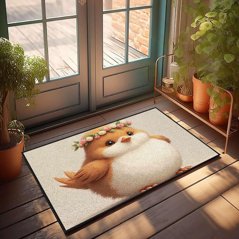 Paillasson oiseau mignon 65x90 cm | Tapis de bienvenue intérieur