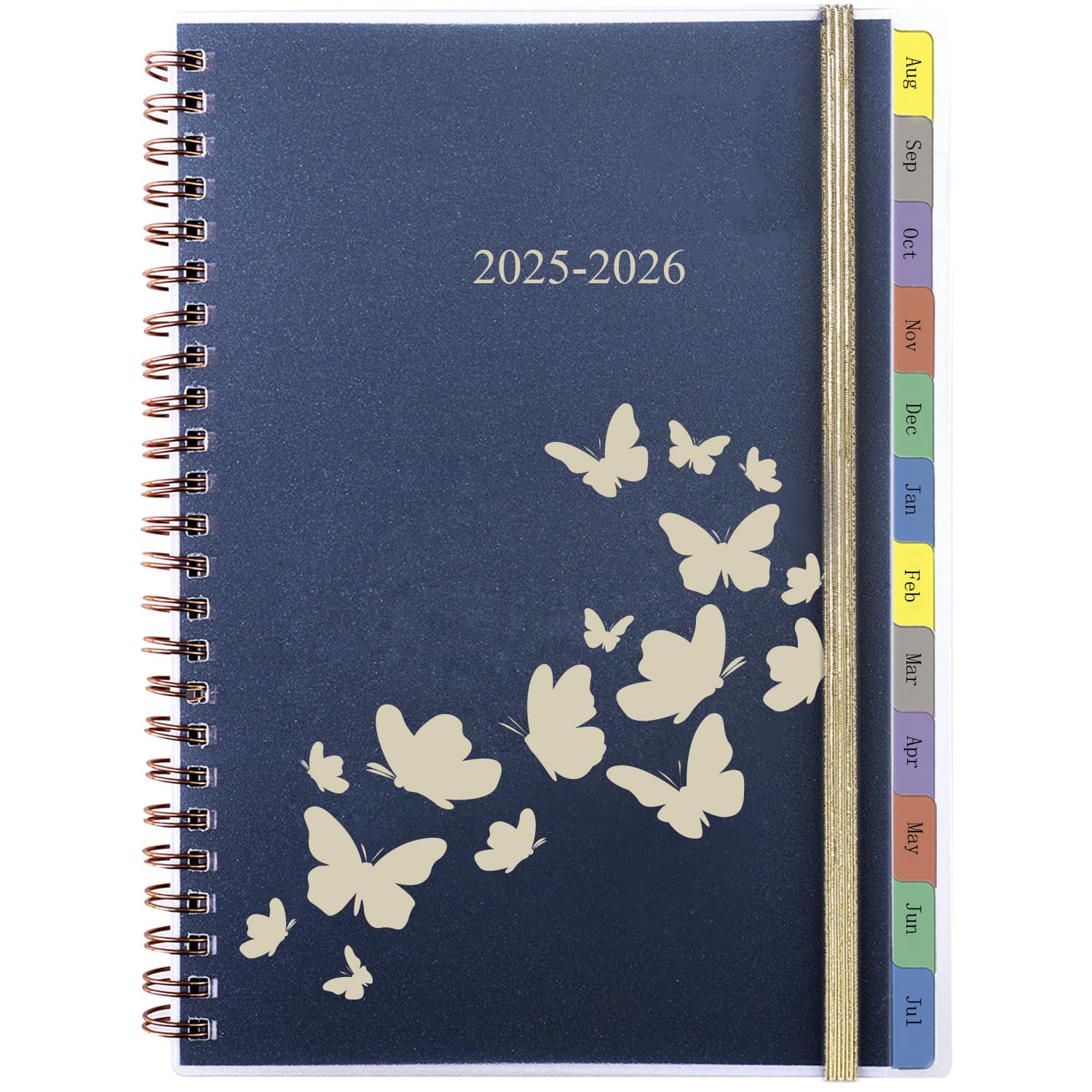 YHH Academic Diary 2025-2026 Week to view A5 Spiral, Weekly & Monthly Planner with Tabs, Pocket, Notes, Timetables, Elastic 2025-2026 Diary, Personal Organiser for School Family Work,Aug.25-Jul.26