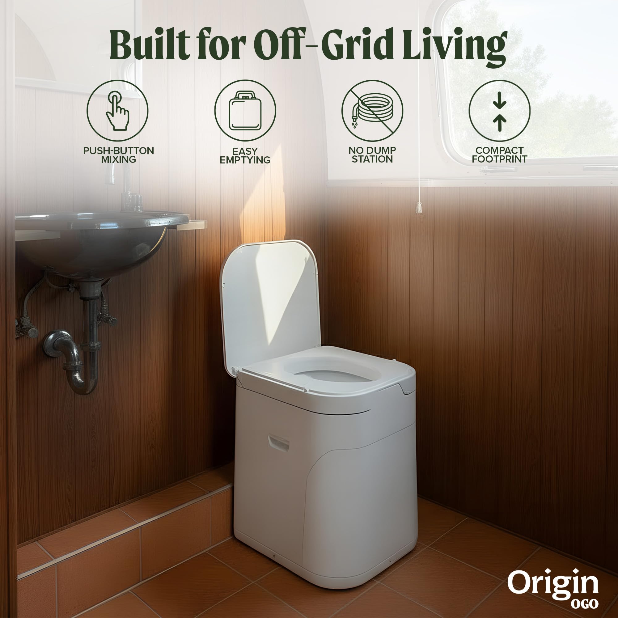 Amazon.co.jp: OGO Originコンポストトイレ– 12V電動攪拌機、バン