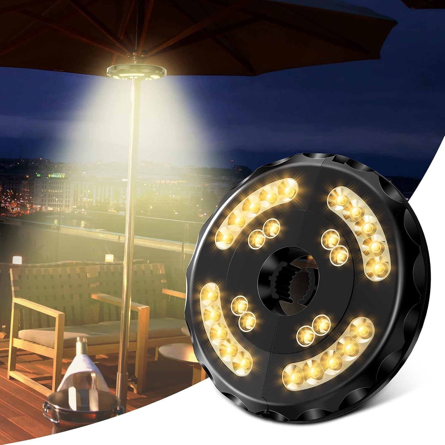 28LED Patio Umbrella Lights, Rechargeable Cordless Led Light for Outdoor Umbrella,2 Level Dimming Switch(8LED/28LED),Easy to Install for Most Terrace Umbrellas(Yellow Light) : Patio, Lawn & Garden