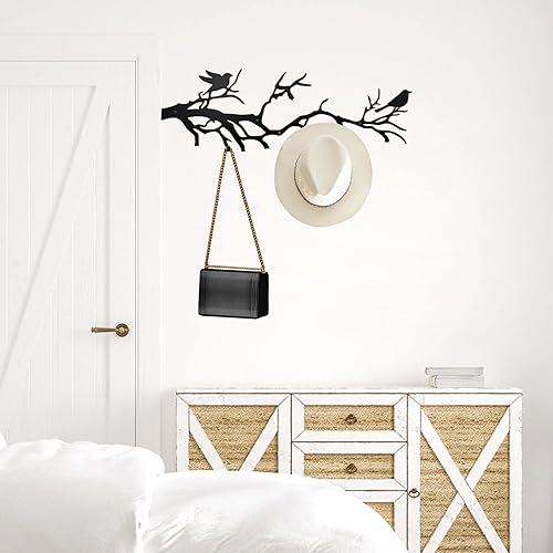 Miniatura 6 de Decoración de pared de rama de árbol, perchero montado en la pared, una mezcla artística de función y diseño
