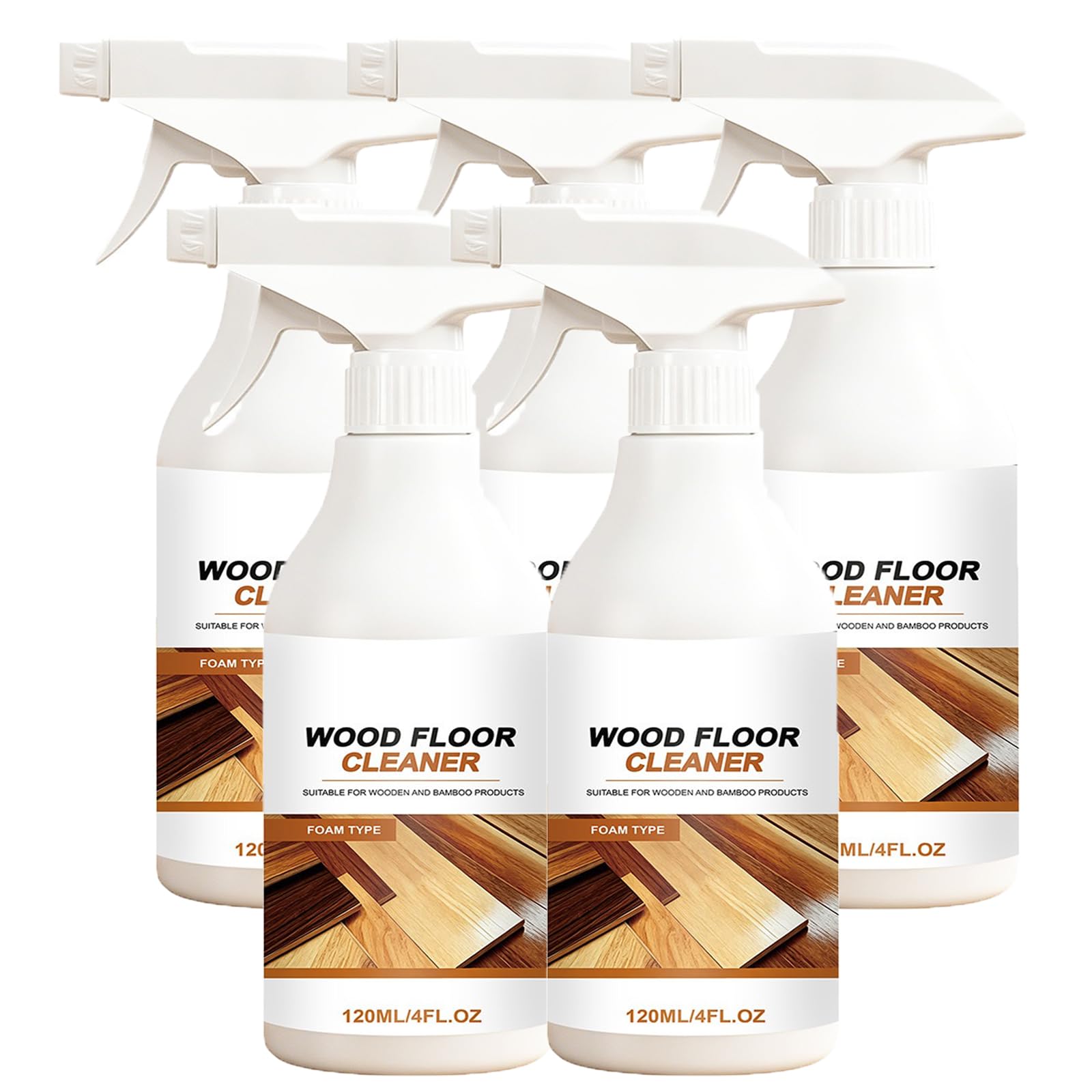 Household Floor Revive, Schnell trocknender Holzbodenreiniger für die Tiefenreinigung, Professioneller Holzboden Restaurator, Floors Restaurator Polish, für Hartholz, Laminat Faux 120ml (5pcs)