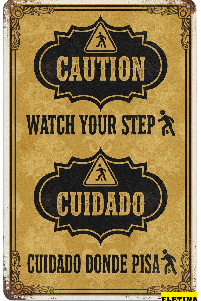 Personalized Sign for Man Cave Caution Watch Your Step Wall Art Decor Metal Warning Metal Wall Decor Caution Notice Men S Outdoor Street Driveway Yard Road 8x12in Private Property Decorative
