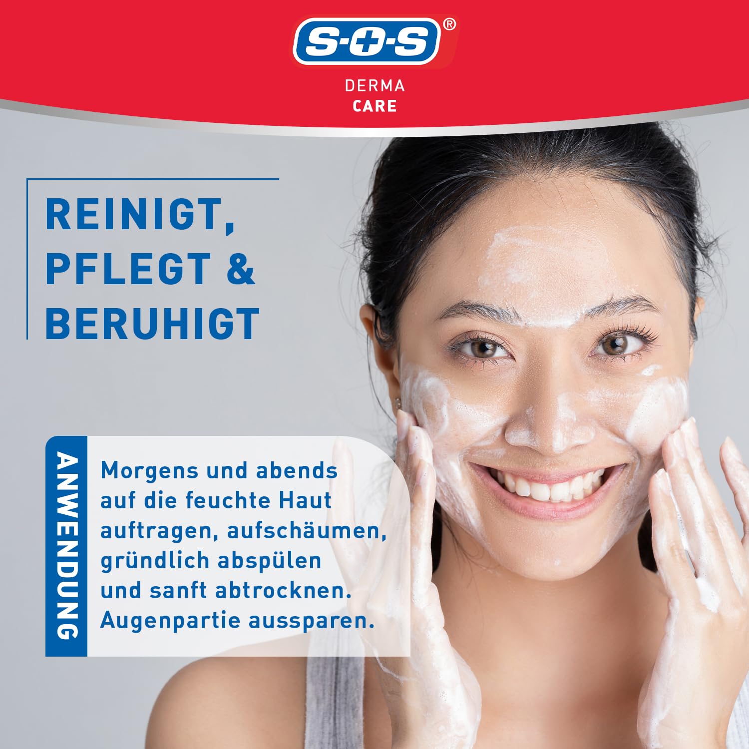 SOS Derma Care Anti-Pickel Waschcreme (6x 100 ml) – Klärende Gesichtsreinigung für unreine Haut – bei Pickeln & Hautunreinheiten – Ohne Farbstoffe, Silikone, Paraffine & PEG – Dermatologisch