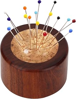 Wooden Base Pin Cushion,DIY Sewing Tools Needle Pincushions Cute Needle Holder 1.2×2in Round Pin Cushion for Sewing Needle Holders or DIY Crafts (Rosewood Acupuncture)