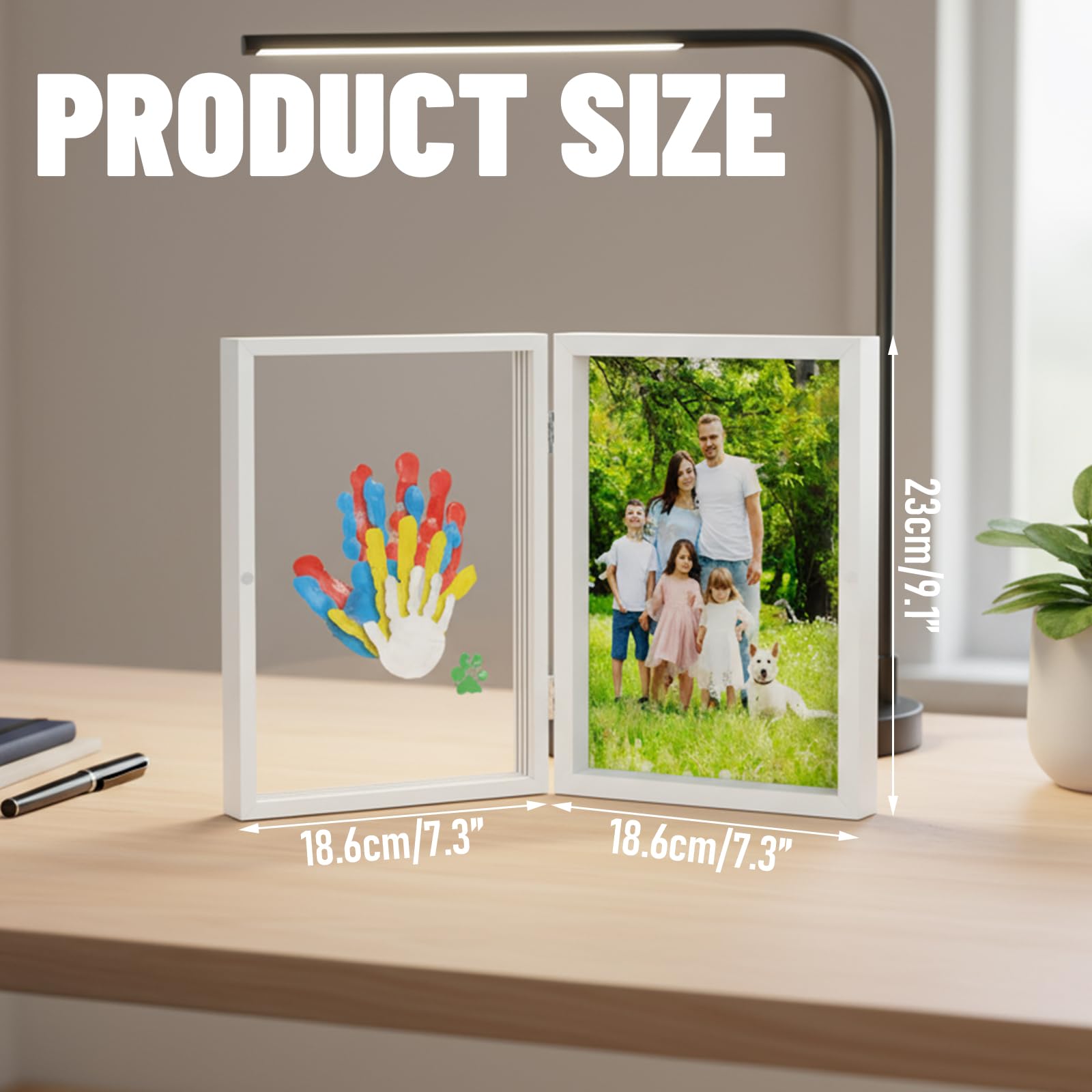 Set di impronte a mano per tutta la famiglia – Cornice con spazio per 4 membri della famiglia – per l'impronta a mano del bambino e come regalo di famiglia unico