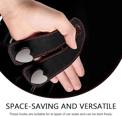 Miniatura 3 de Ganchos de coche para reposacabezas, lujosos ganchos antideslizantes multifuncionales de cuero y metal, para bolsas, paraguas, cartera, gafas,