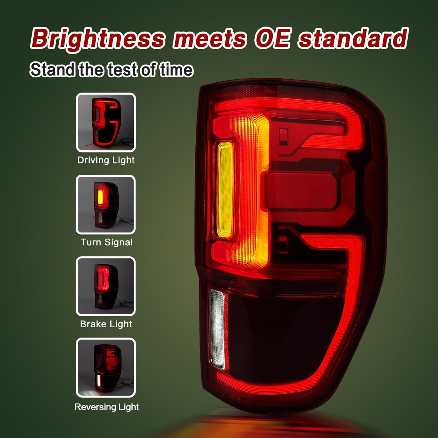 LED Tail Lights Assembly wiht Blind Spot Compatible with 2019 2020 2021 2022 2023 Ford Ranger Original Model Rear Brake Lamp OE:KB3Z13404G FO2801274(2019-2022 LED W/Blind Spot, Right Passenger Side)