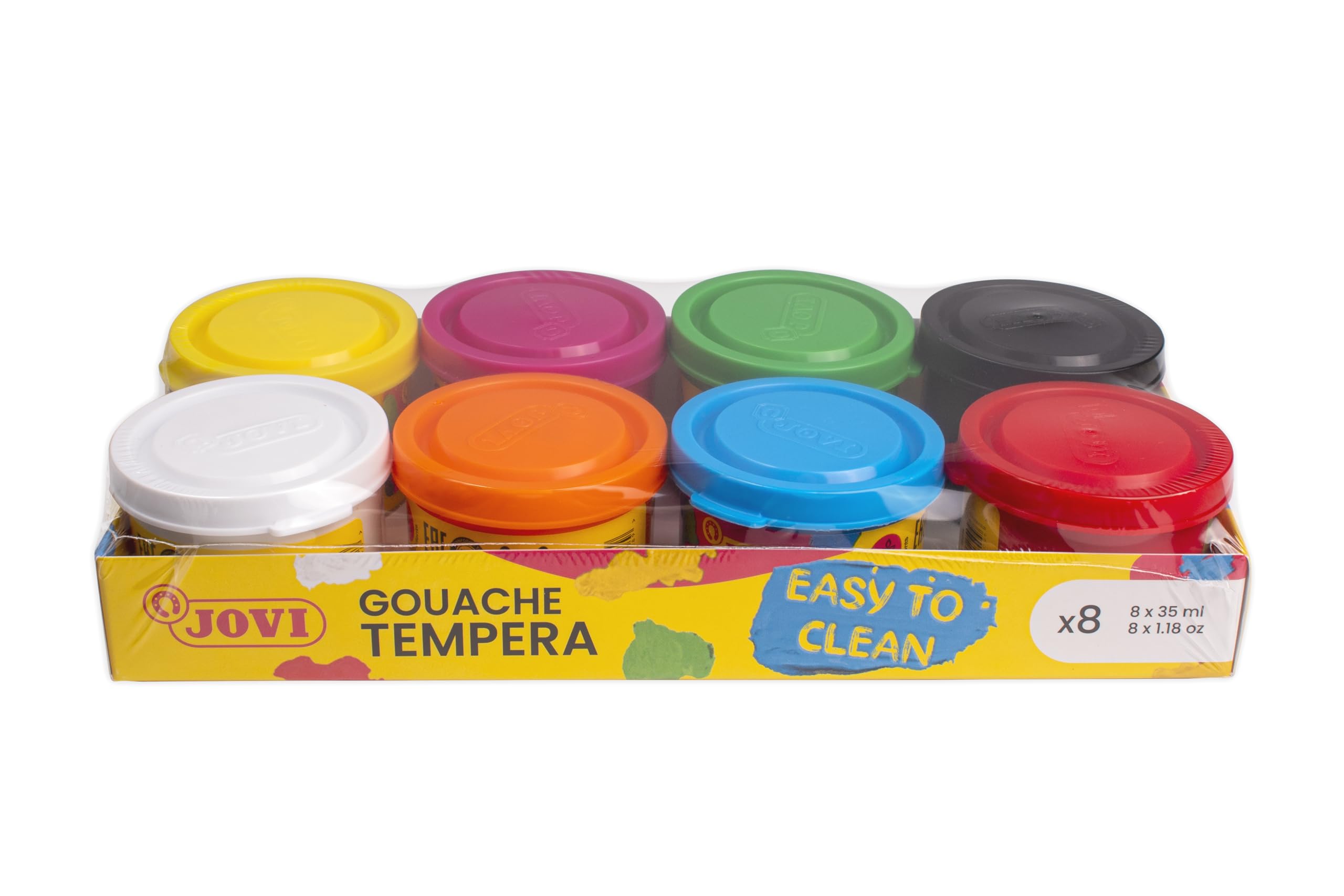 Jovi - Témpera líquida, 8 botes de temperas de 35ml, colores primarios | Lavables, temperas escolares, pintura manualidades