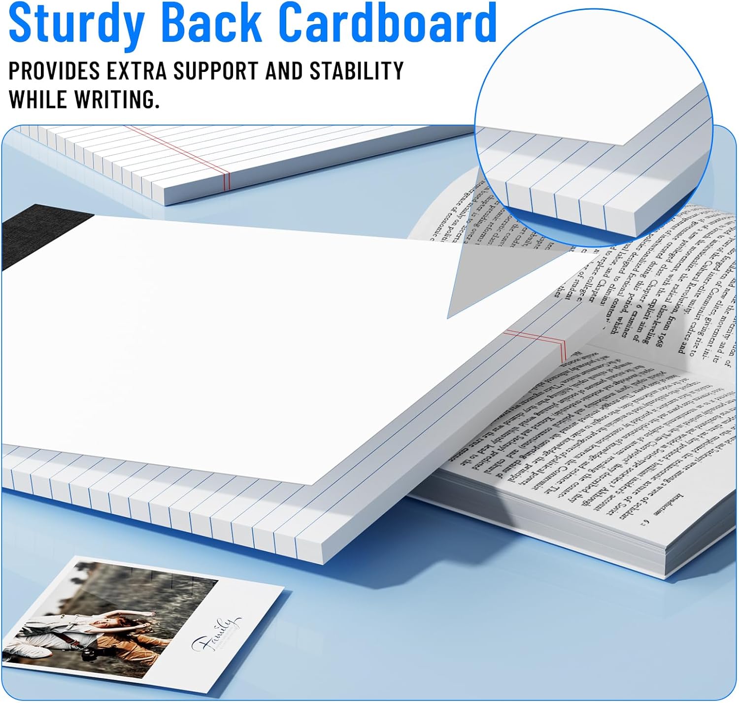 2pcs Legal Pads 8.5 x 11, Notepads 8.5 x 11 Inch, White Note Pads Clear Print Writing Pads of Paper, Memo Pads , Perforate Legal Notepads Paper , Wide Ruled Lined with Sturdy Back,50 Sheets/Pack - Image 5