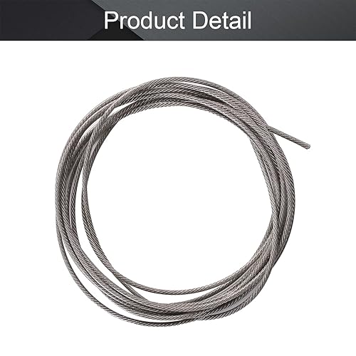 Miniatura 4 de Othmro Cuerda de alambre de acero inoxidable 304 de 22.97 pies, cable de alambre de metal flexible de 0.2 pulgadas de diámetro para barandilla,