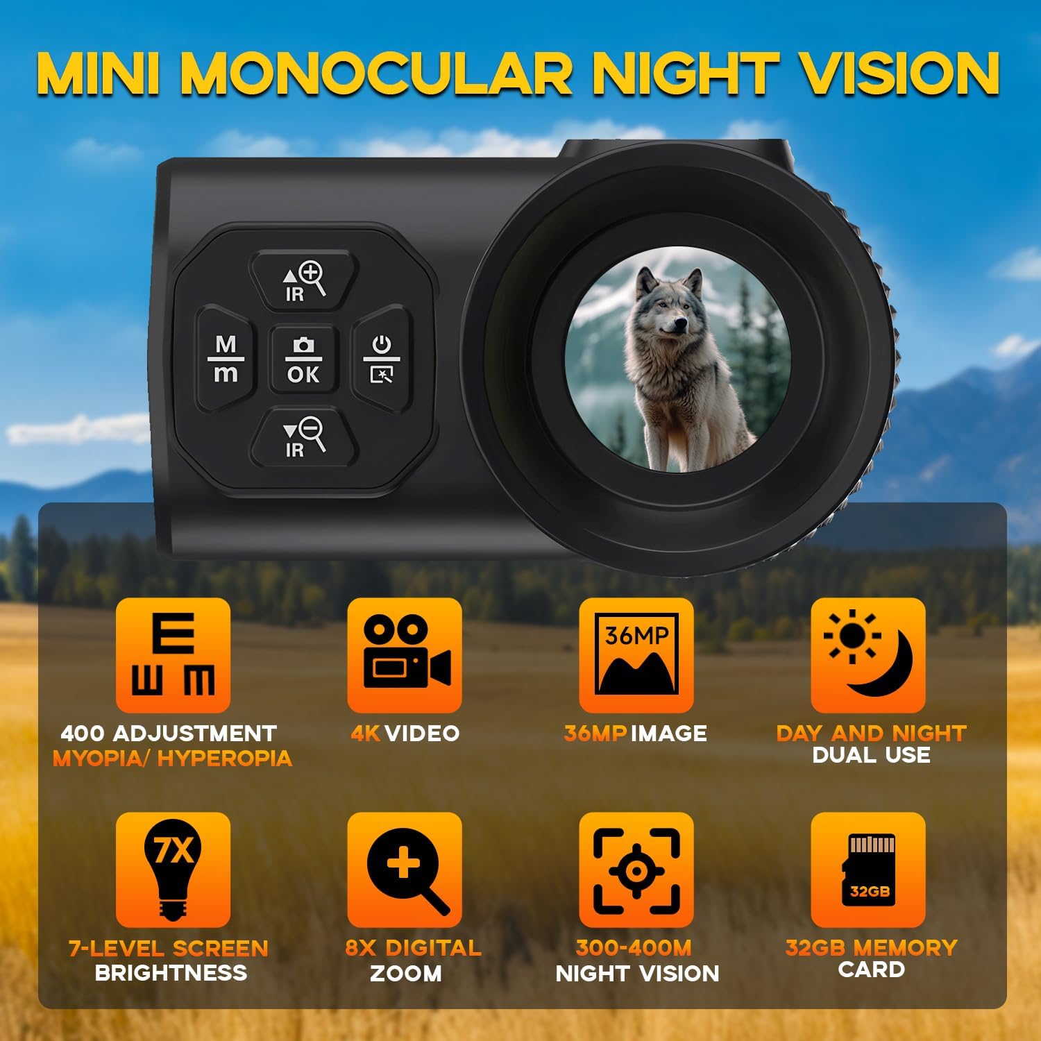 4K Night Vision Monocular for Adults – Infrared Digital Night Vision Device with Starlight Sensor, 7-Level IR Brightness, 8× Digital Zoom – for Hunting, Security, Wildlife & Outdoor Night Use - Image 7