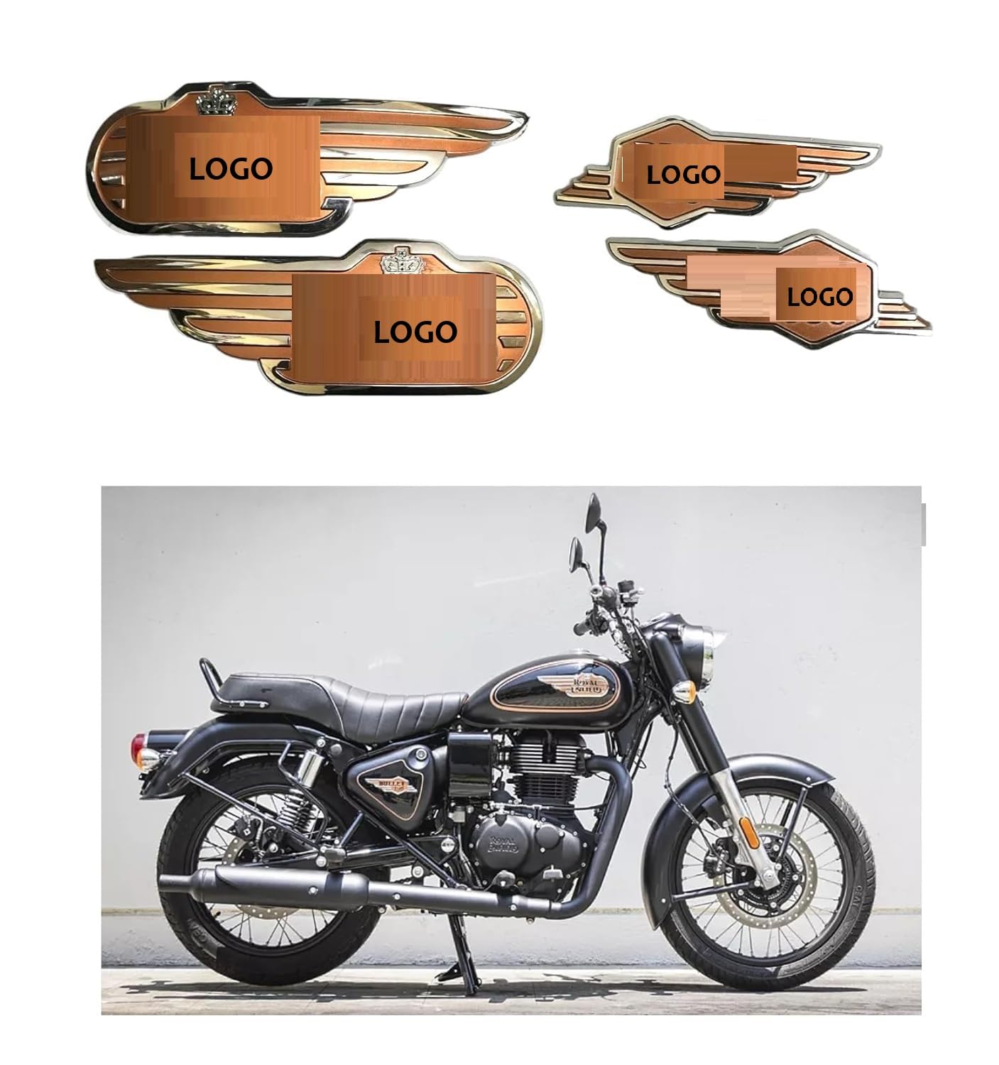 PHITO Bike Fancy Back Tank Mono Kit Logo and Stickers Compatible for RE-Black 4PCS-image-21