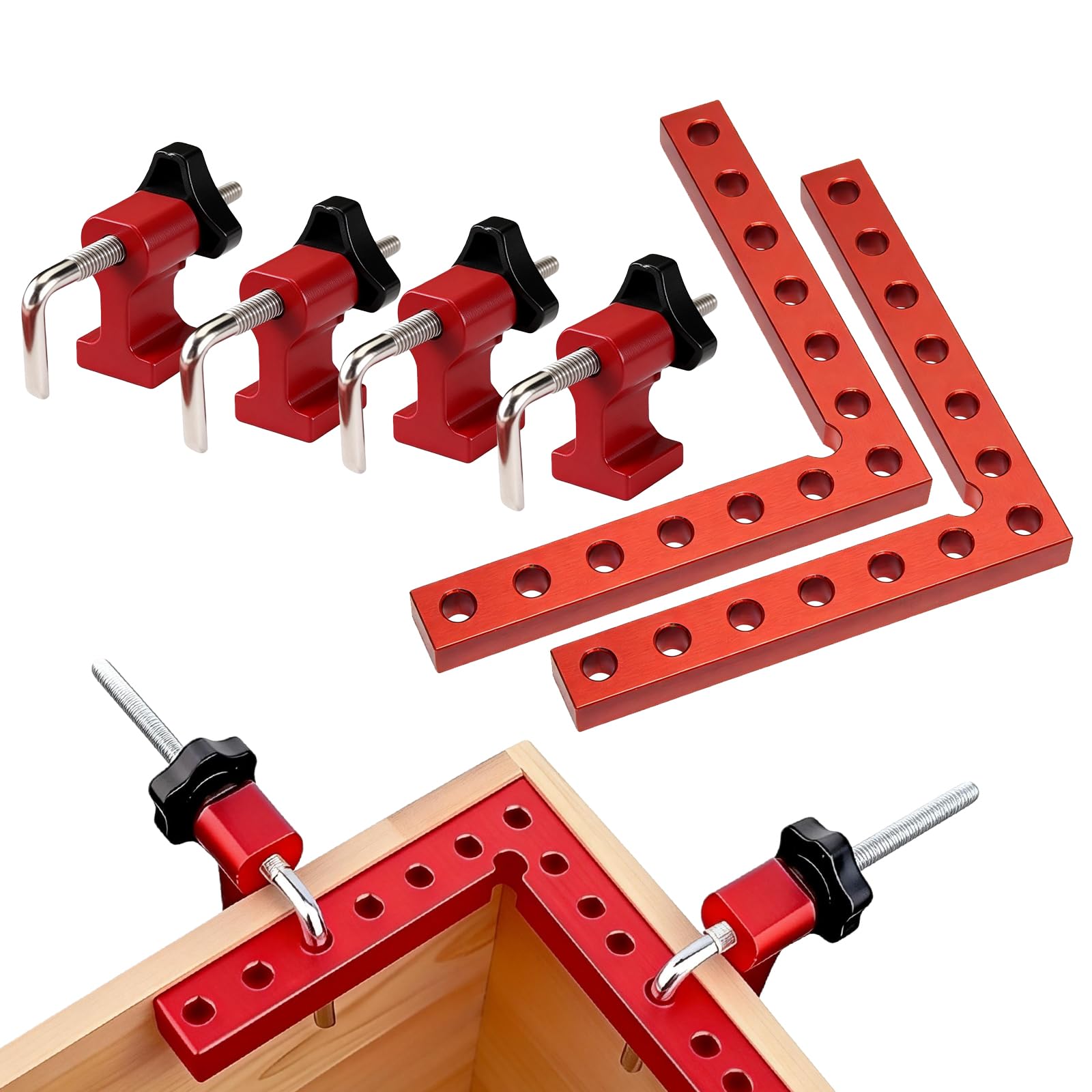 Lot de 6 équerres de positionnement à 90 ° - 140 mm - Pince de positionnement à 90° - Pince de mesure - Pince d'angle à 90 ° - Pince de travail du bois - Pour outils de charpentier, bricolage