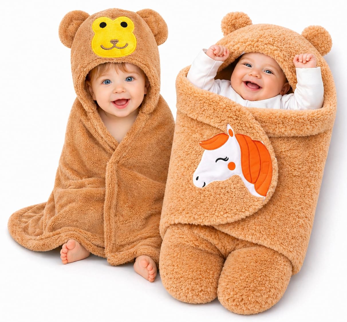 BRANDONN Baby Blankets New Born Combo Pack of Hooded Wrapper Sleeping Bag and Baby Bath Towel for 0-6 Months Baby Boys and Baby Girls Pack of 2-image-37
