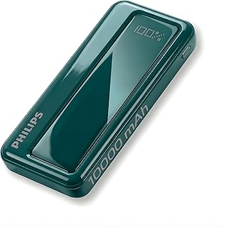 Philips 10000mAh 22.5W Fast Charging Power Bank (Deep Cyan) with Digital LED Display | Type-C Input/Output | 3 Output Ports | Lithium Polymer Battery | Portable for Mobile, Tablet & Earbuds