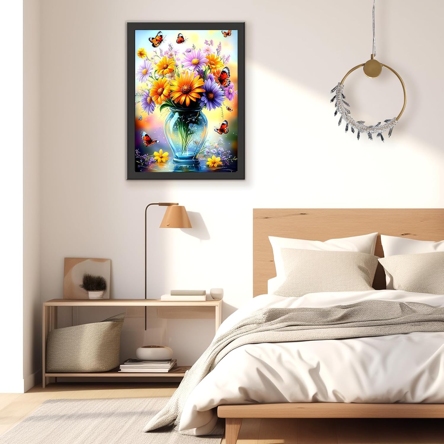 TOSTOG Butterfly Vase Diamond Art Kits for Adults, DIY Diamond Painting Kits for Beginner, 5D Diamond Crafts Gem Art, Waterproof Canvas with Full Accessories for Home Decor Idea 30 * 40 cm/12 * 16 in image 2