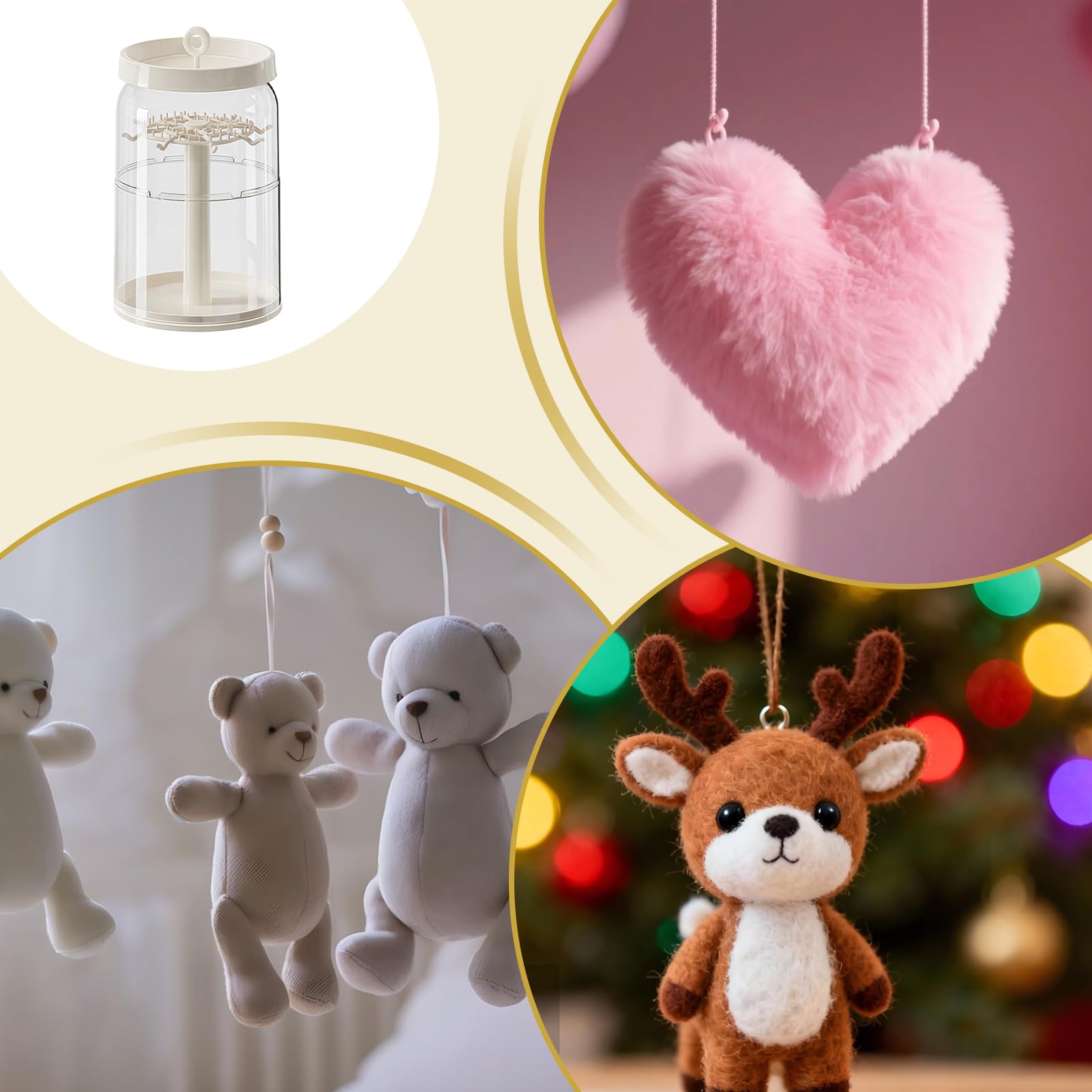 Plush Storage Display Box, Clear Acrylic Rotating Protective Case, Doll and Keychain Storage for Figurines, Toys, Collectibles, Home Decor, Living Room, Bedside