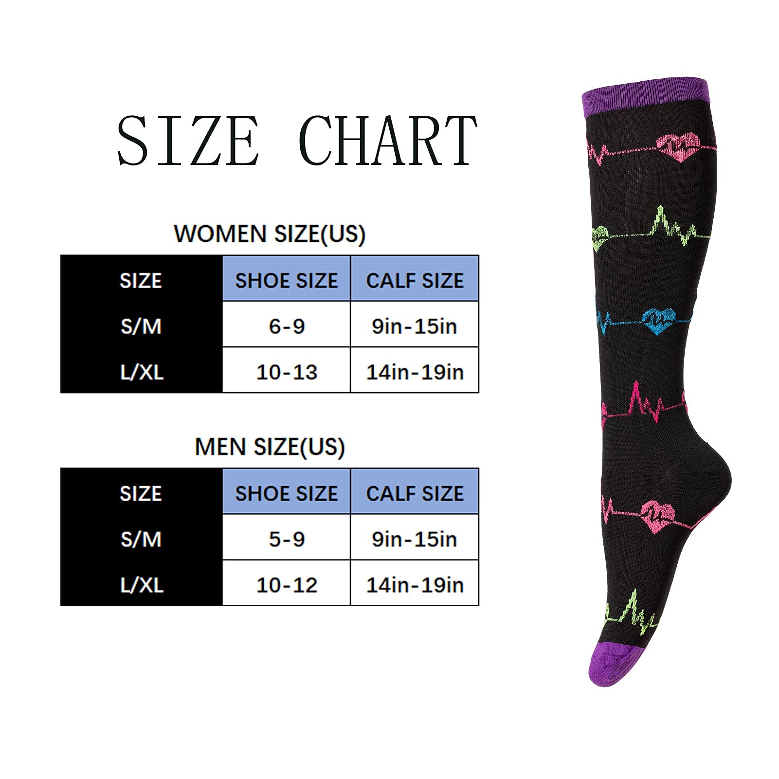 Compression Socks for Women Men (4 Pairs),Knee High Sock for Nurse,Travel,Sports 1