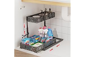 Under Sink Organizer and Storage, Height Adjustable 2-Tier Under Sink Shelf with...