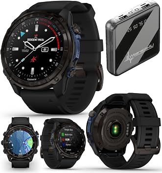 Garmin Descent Mk3 & Mk3i 51 mm & 43 mm, Titanium Dive Computer +Extra-Long Strap | Up to 25 Days Battery Life, AMOLED Display, GPS Smartwatch Gift Bundle 010-02752-10