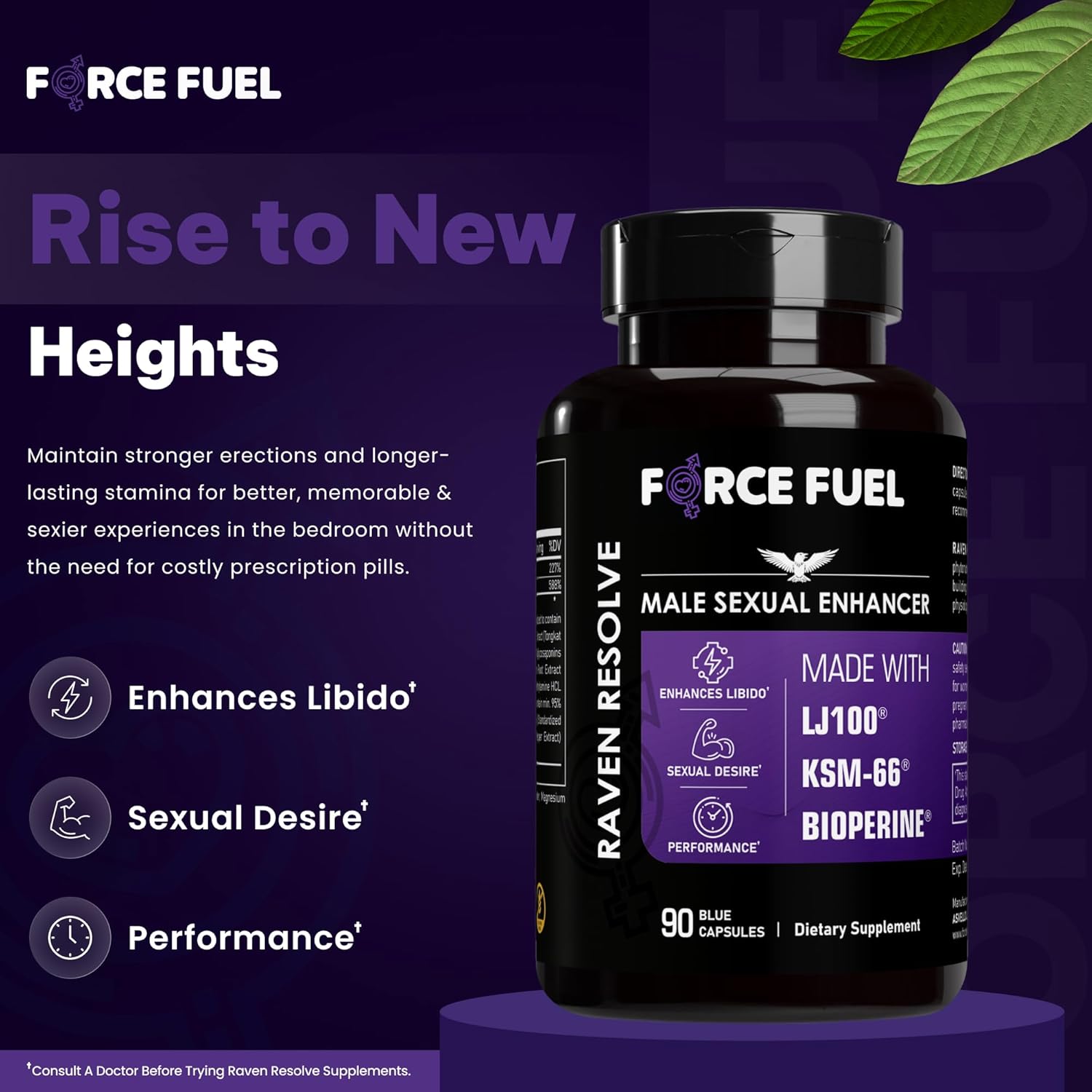 Sex Pills for Men – Last Longer in Bed and Enhance Erection Sensitivity – Includes Lab-Tested LJ100 Tongkat Ali, KSM-66 Ashwagandha & Bioperine – 30 Doses for Men Aged 20-60 – Raven Resolve