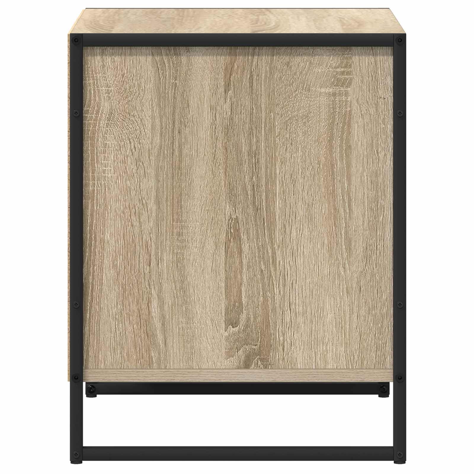 Comodino Sonoma 50 x 39,5 x 50 cm, moderno in legno con cassetto e gambe in acciaio inox, comodini robusti per camera da letto e camera degli ospiti