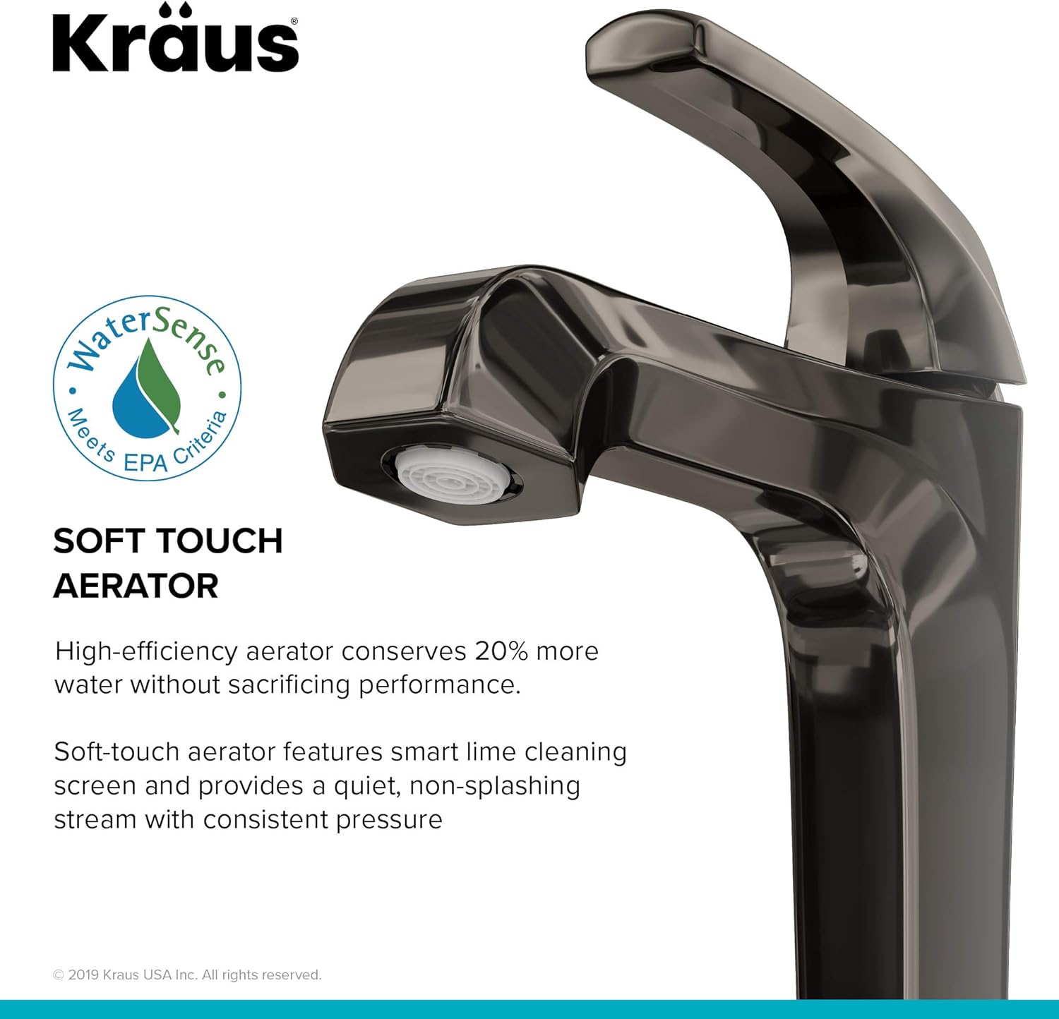 KRAUS Esta Single Handle Basin Bathroom Faucet with Lift Rod Drain in Gunmetal, KBF-1211GM